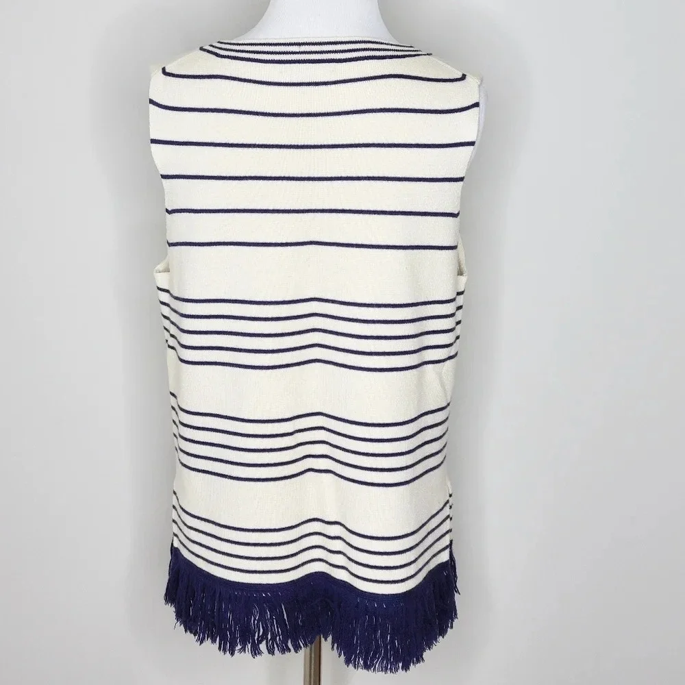 J. Crew Fringed Boatneck Striped Shell Tank M
